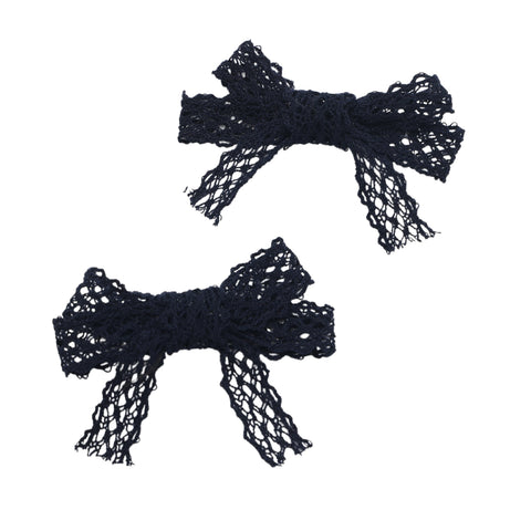 Halo Luxe Navy Ivy Scalloped Lace Double Clip Set