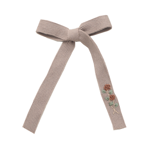 Halo Luxe Tan Josie Floral Embroidered Ribbed Knit Longtail Clip