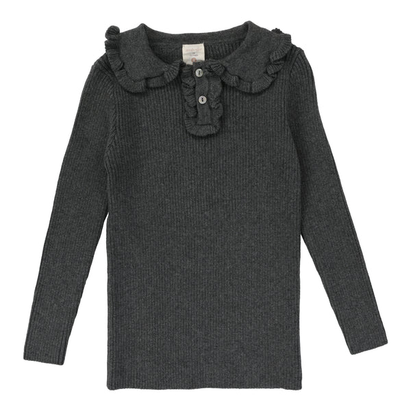 Lil Legs Analogie Dark Grey Heather Girls Knit Polo