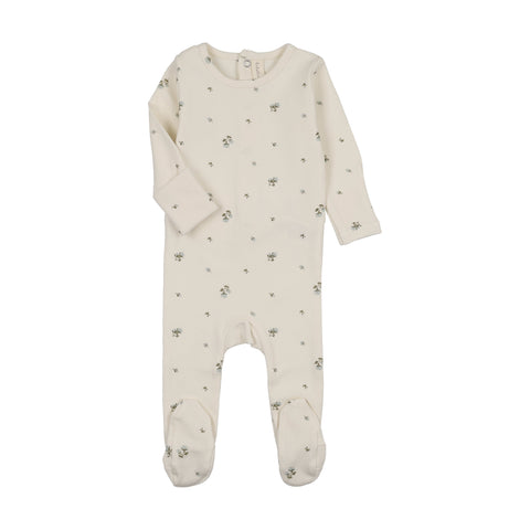 Lilette Cream/Blue Rosebud Footie RBD-CREB