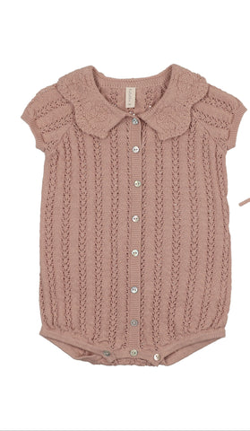 Lilette Dusty Pink Crochet Knit Girls Romper CKGR-DPNK