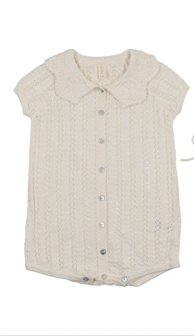 Lilette Cream Crochet Knit Girls Romper CKGR-CRE