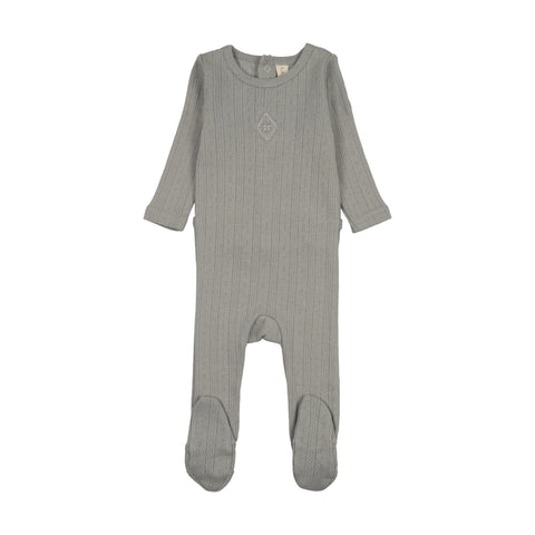 Lilette Light Blue Geo Floral Embroidered Footie GFEF-LIB