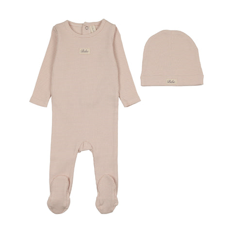 Lilette Dusty Pink Striped Bebe Footie Set