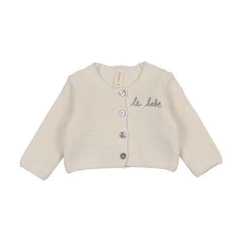 Lilette Cream/Blue Le Bebe Knit Cardigan