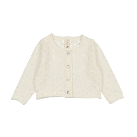 Lilette Winter White Pointelle Knit Cardigan