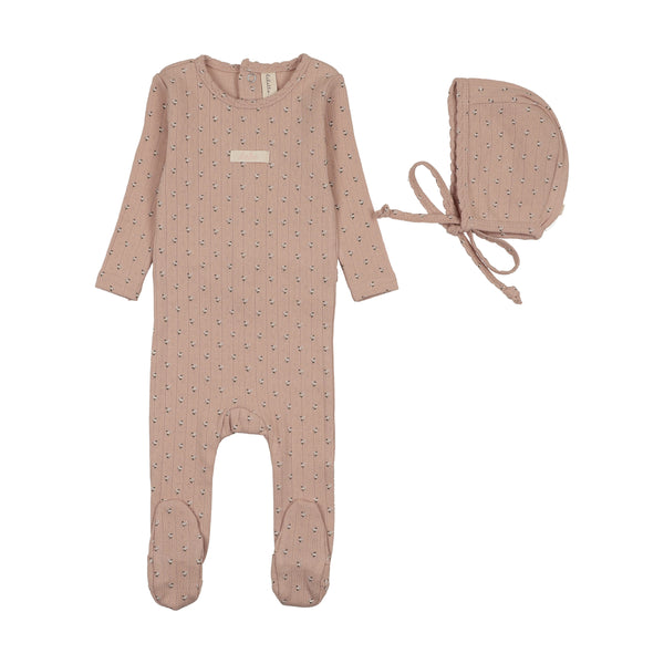 Lilette Dusty Pink Floret Print Footie Set FPFS-DPNK