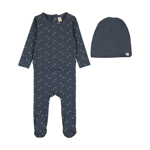Lilette Off Navy Paper Boat Footie Set PBFS-OFN