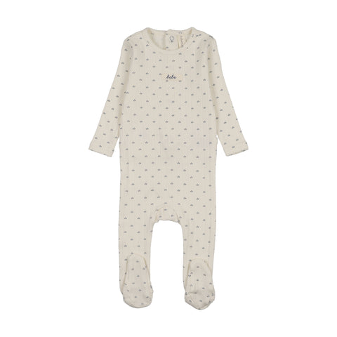 Lilette Cream/Blue Floret Print Footie FPF-CREB