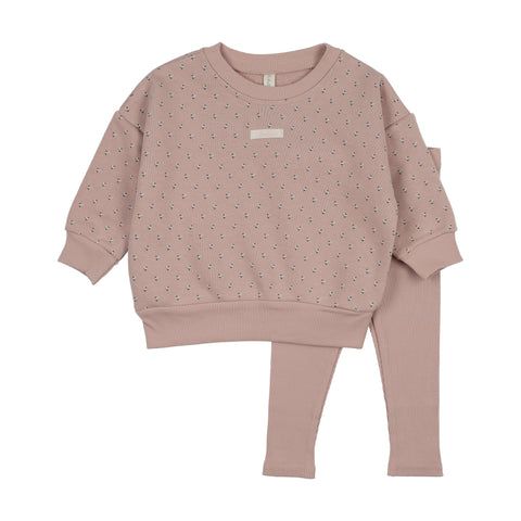 Lilette Dusty Pink Floret Print Sweatshirt Set FPSS-DPNK