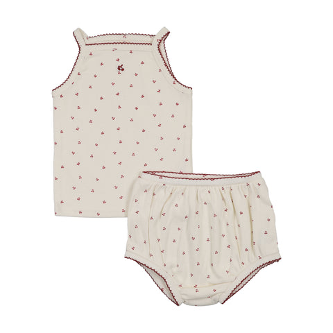 Lilette Cream/Pink Cherry Pointelle Tank Set CPTS-CREP
