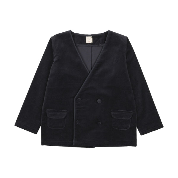 Lil Legs Analogie Navy Trim Velvet Blazer
