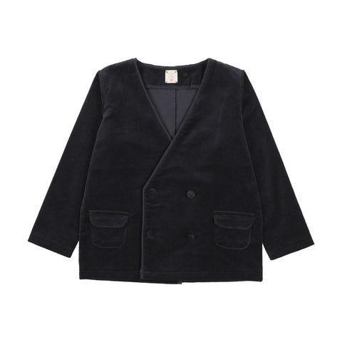 Lil Legs Analogie Navy Trim Velvet Blazer