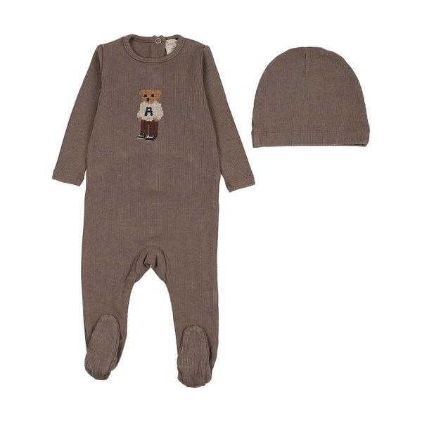 Lil Legs Washed Brown Bear Footie