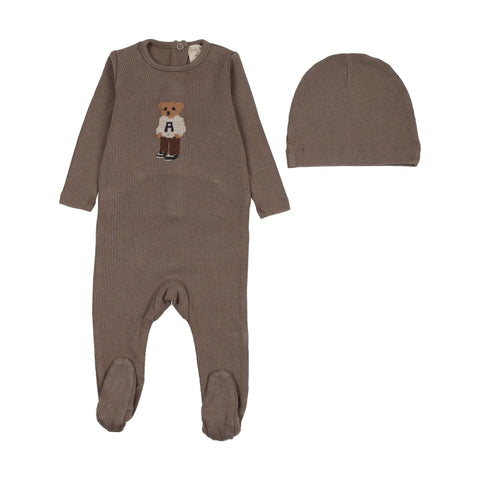 Lil Legs Washed Brown Bear Footie