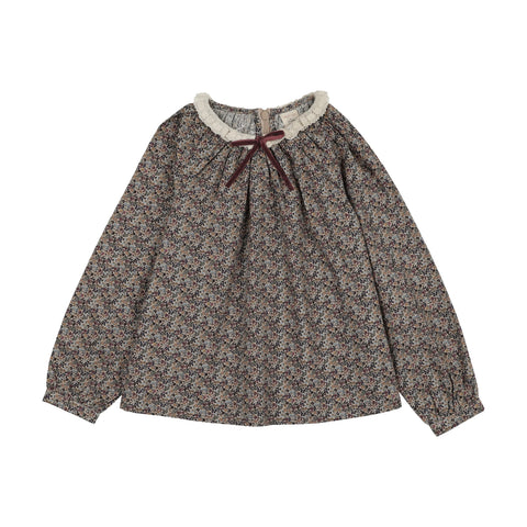 Lil Legs Analogie Oxford Tan Print Home Garden Lace Trim Collared Blouse