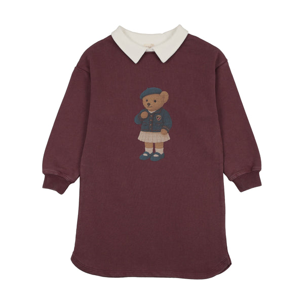 Lil Legs Washed Burgundy Doll Sweatshirt Dress