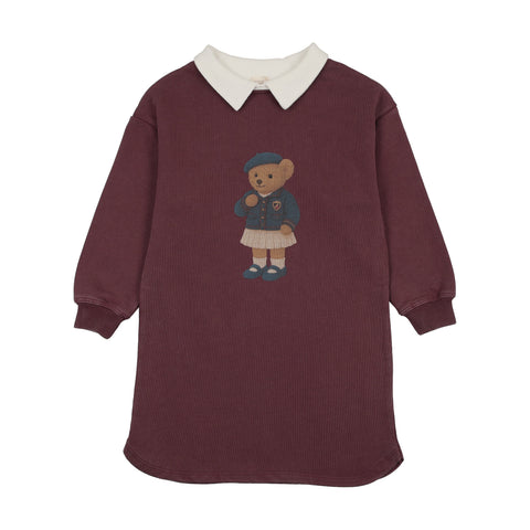 Lil Legs Washed Burgundy Doll Sweatshirt Dress