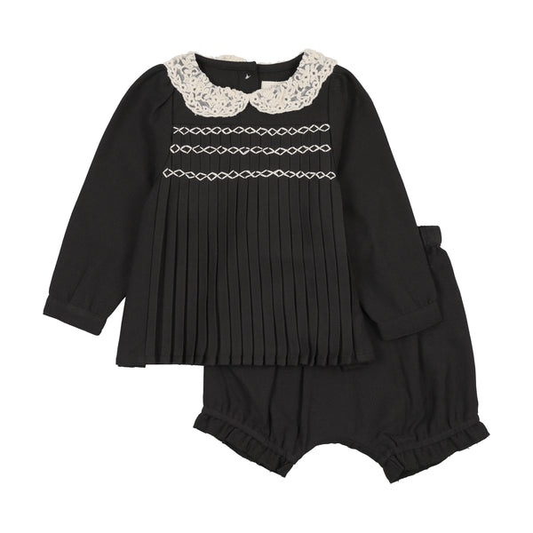 Lil Legs Analogie Black Pleated Girls Set
