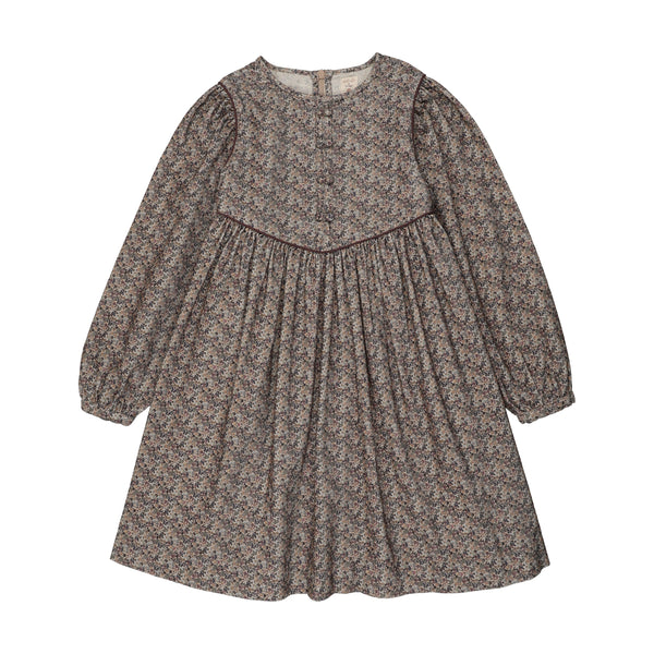 Lil Legs Analogie Oxford Tan Print Home Garden Velvet Trim Dress