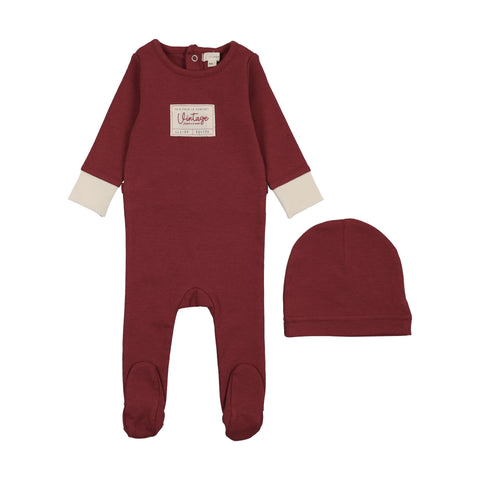 Lil Legs Analogie Vintage Red Color Block Footie