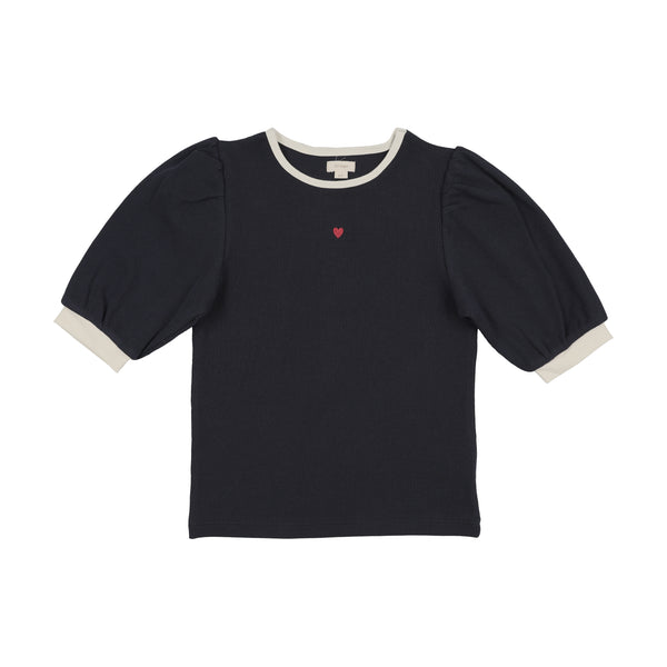 Lil Legs Navy Fitted Rib 3/4 Sleeve Tee FRTTQ-NAVY