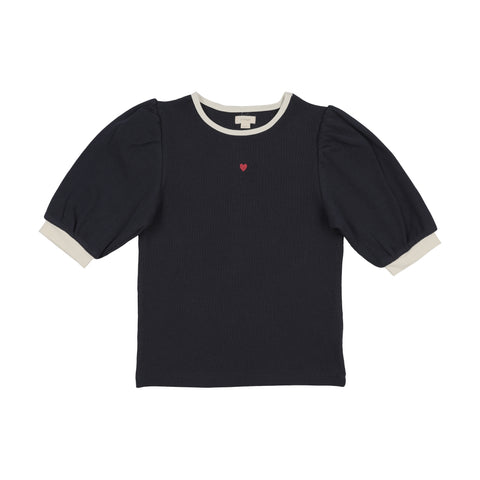 Lil Legs Navy Fitted Rib 3/4 Sleeve Tee FRTTQ-NAVY