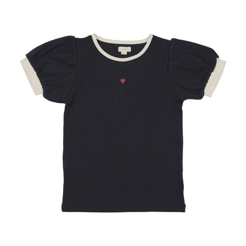 Lil Legs Navy Fitted Rib Short Sleeve Tee FRTSS-NAVY