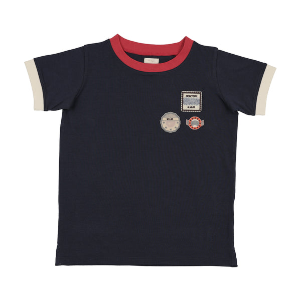 Lil Legs Navy Patch Applique Tee PAT-NAVY