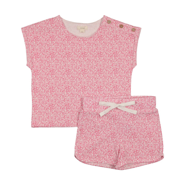 Lil Legs Bright Pink Mini Floral Printed Toddler Set PTST-BPF