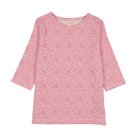 Lil Legs Bright Pink Mini Flower 3/4 Sleeve Classic Printed Tee CPT-BPF