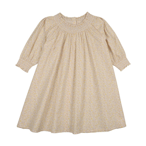 Lil Legs Analogie Yellow Sunny Blossoms 3/4 Sleeve Dress SBQDR-YEL
