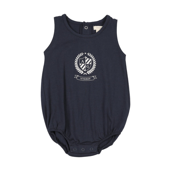 Lil Legs Navy Emblem Romper EMR-NAVY