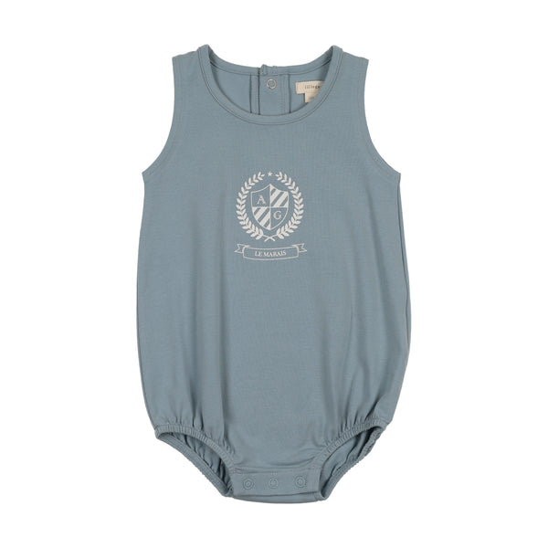 Lil Legs Sky Blue Emblem Romper EMR-SBLU