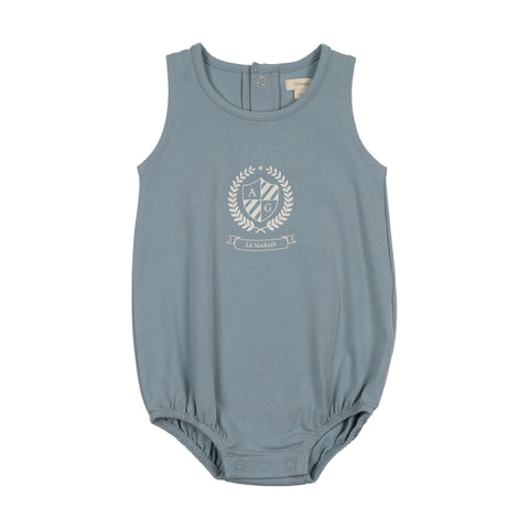 Lil Legs Sky Blue Emblem Romper EMR-SBLU