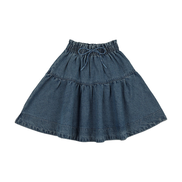 Lil Legs Mid Blue Wash Denim Gathered Skirt DGSK-MWSH