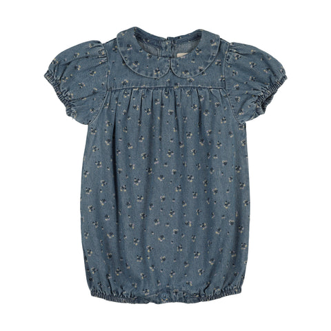 Lil Legs Blue Wash Dainty Denim Girls Romper DDGR-BLWSH