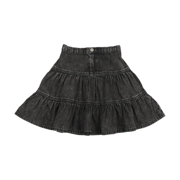 Lil Legs Black Wash Denim Tiered Skirt DTSK-BKWSH