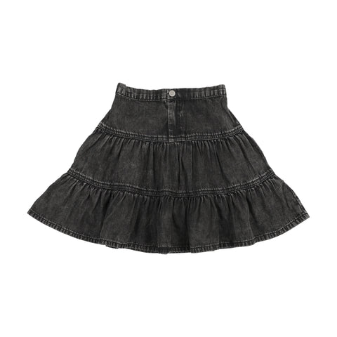 Lil Legs Black Wash Denim Tiered Skirt DTSK-BKWSH