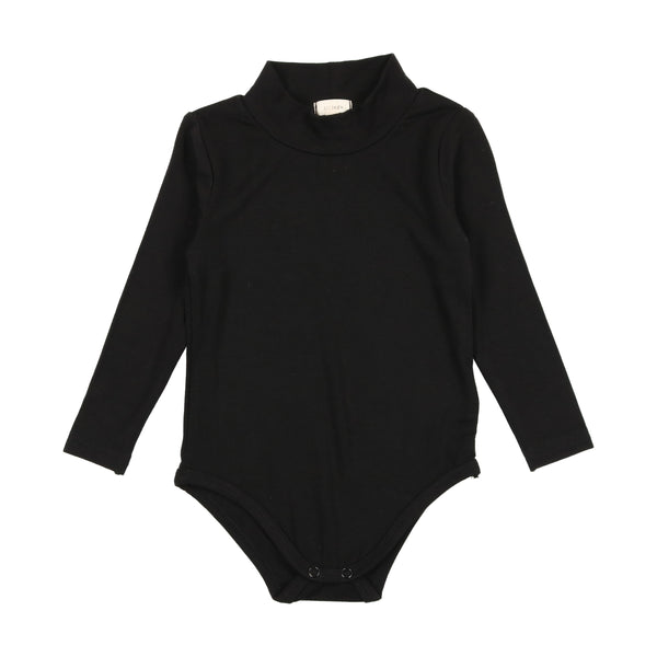 Lil Legs Black Bamboo Mock Neck Onesie