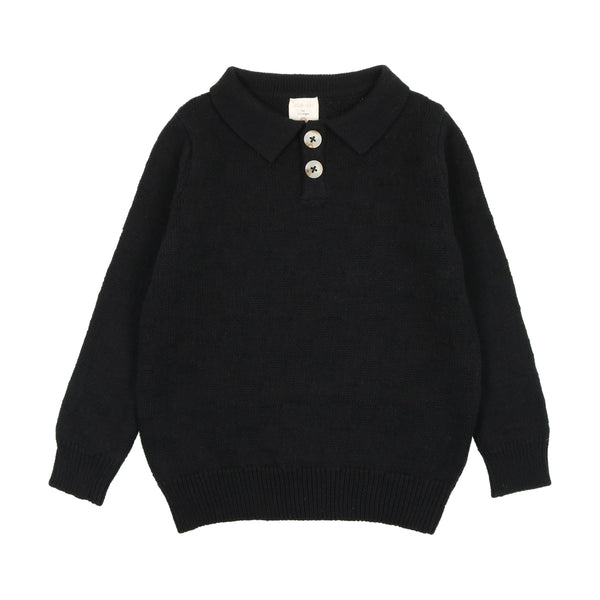 Lil Legs Boys Black Knit Polo