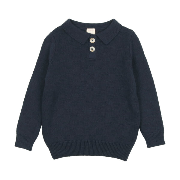 Lil Legs Boys Navy Knit Polo