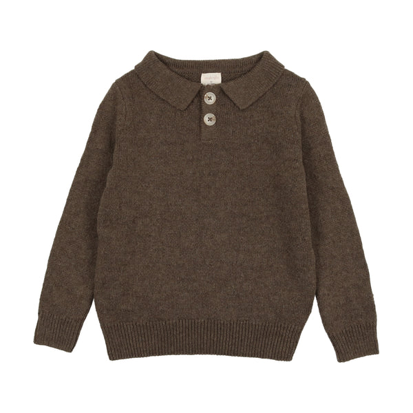 Lil Legs Boys Heather Brown Knit Polo