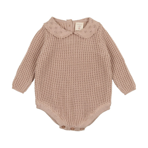 Lil Legs Blush Pointelle Collar Knit Romper