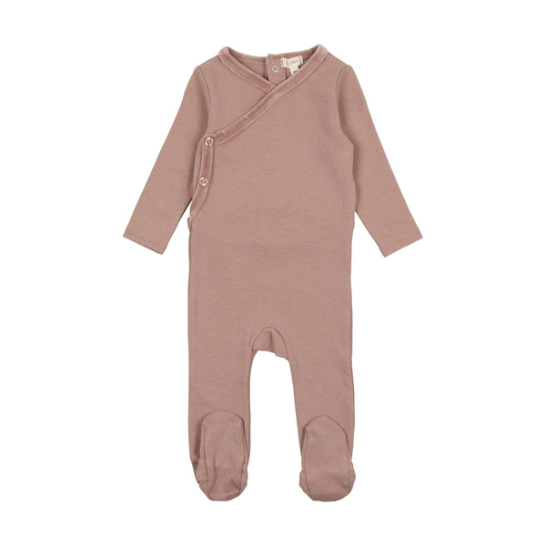 Lil Legs Mauve Velour Trim Footie