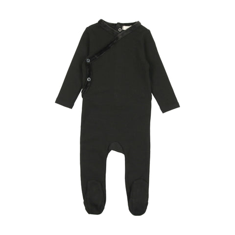 Lil Legs Black Velour Trim Footie