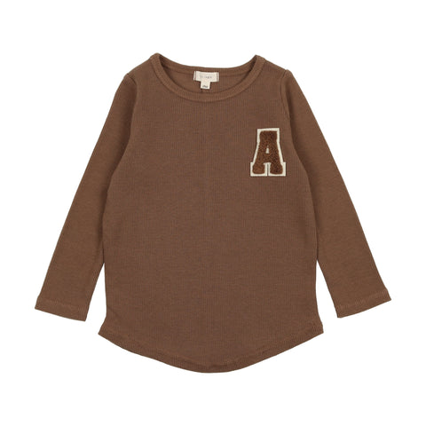 Lil Legs Camel Ribbed Applique Tee