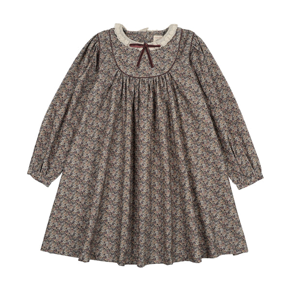 Lil Legs Analogie Oxford Tan Print Home Garden Laced Trim Dress