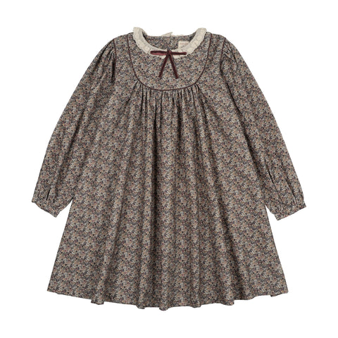 Lil Legs Analogie Oxford Tan Print Home Garden Laced Trim Dress