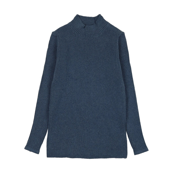 Lil Legs Analogie Vintage Blue Knit Mockneck